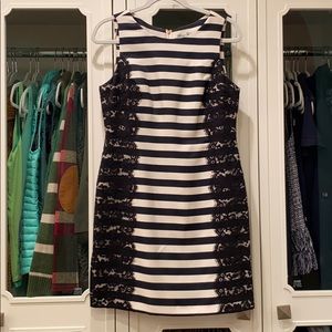 Eliza J Striped & Lace Dress